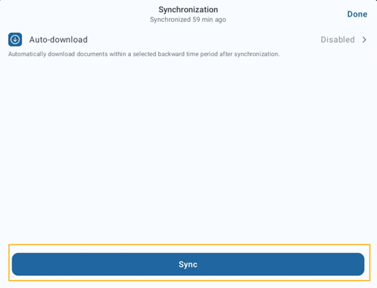 sync button enabled