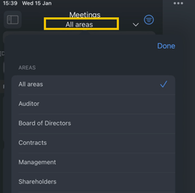 filtering by areas