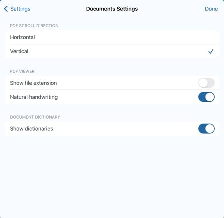 document settings