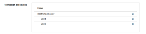 permission exceptions viewed under a users profile
