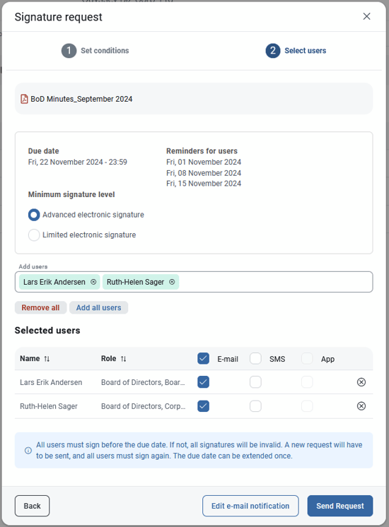 select notification types