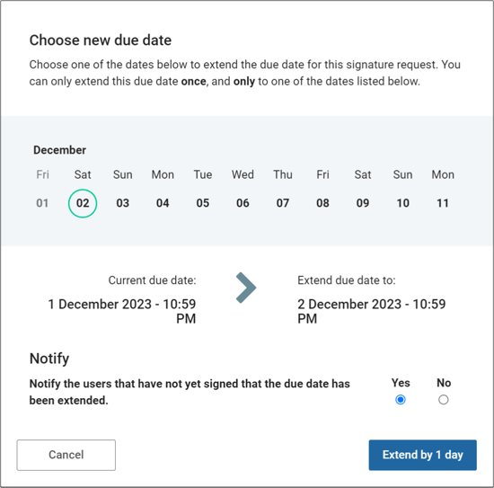 Choose new due date