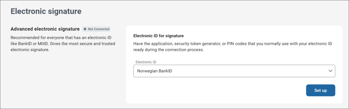 Settings Electronic signature