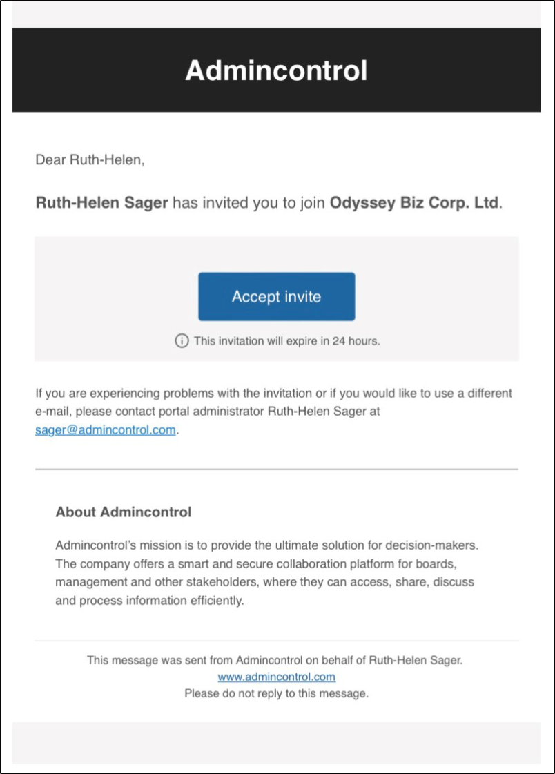Email invitation