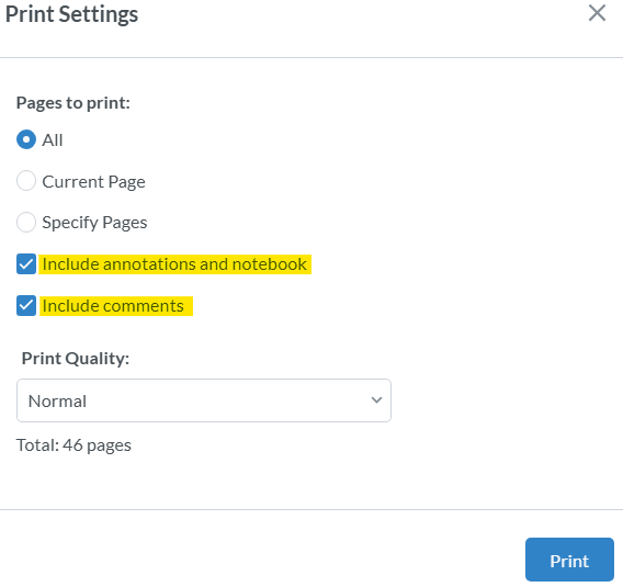 Print settings