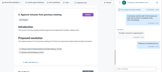 feedback view inside minutes