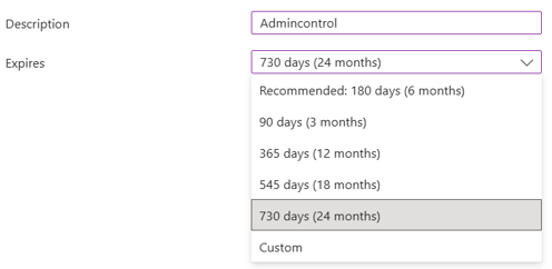 Enter description and expiry length