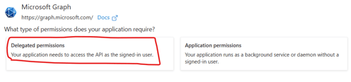 Select delegated permissions
