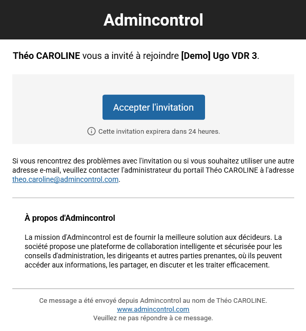 e-mail d'invitation