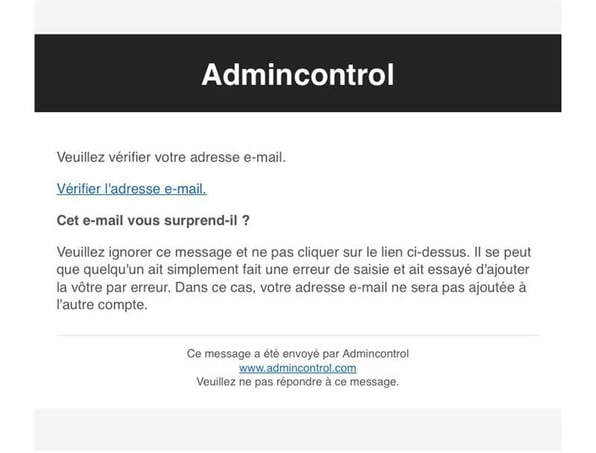 Vérifier la nouvelle adresse E-mail