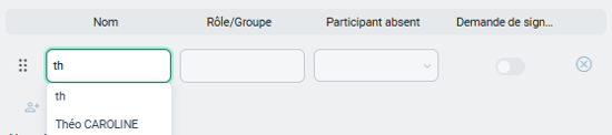 Ajouter un participant (nom)