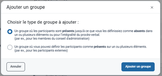 types de groupes