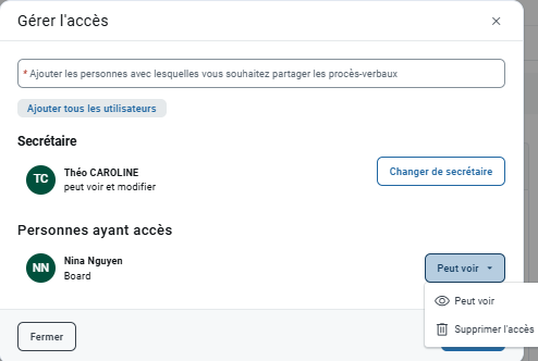 Gérer l'accès