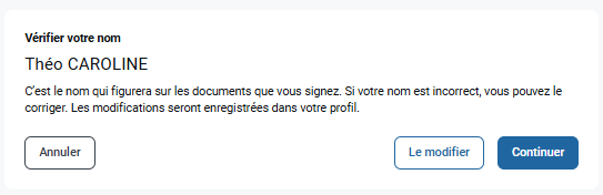Vérifier votre nom