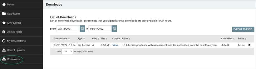 All downloads will be available in a table:&nbsp;Downloads