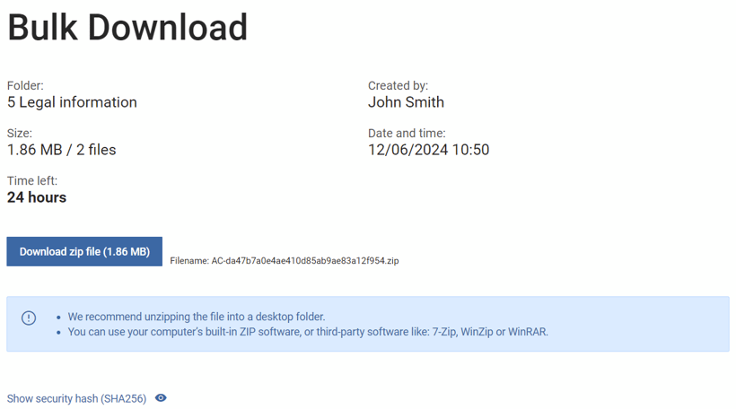 bulk download page view
