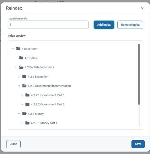 indexing prefix