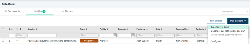  Exporter vers Excel
